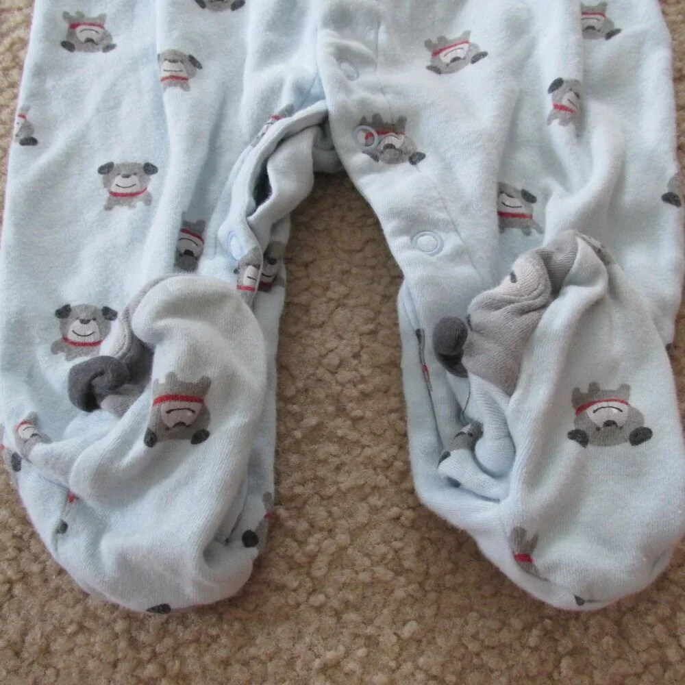 Carters Just One You Snap Up Footed Sleeper Boys‎ Size 9M Blue Puppy Dog Pajamas